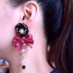 [LADIES ACCESSORIES] CHOCO GLIM KNIT&RIBBON PIERCE